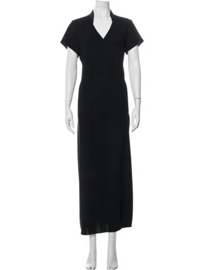 Pre-owned Peter Cohen V-neck Long Dress In Black