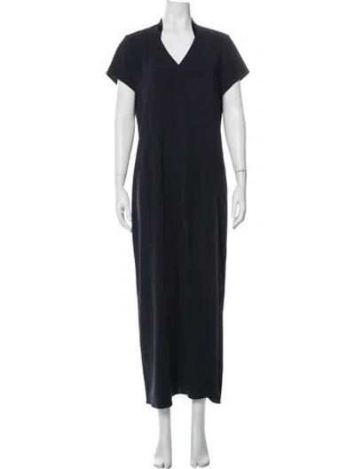 Pre-owned Peter Cohen V-neck Long Dress In Blue