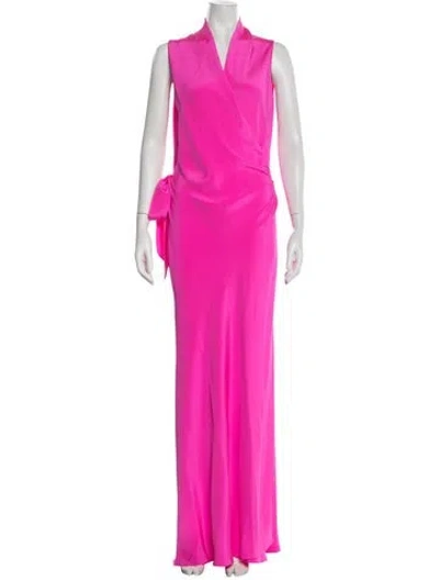 Pre-owned Peter Cohen V-neck Long Dress In Pink