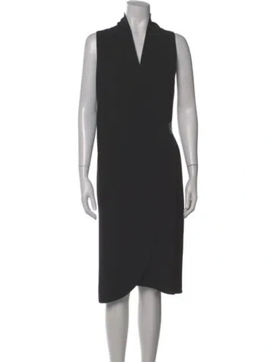 Pre-owned Peter Cohen V-neck Midi Length Dress In Blue