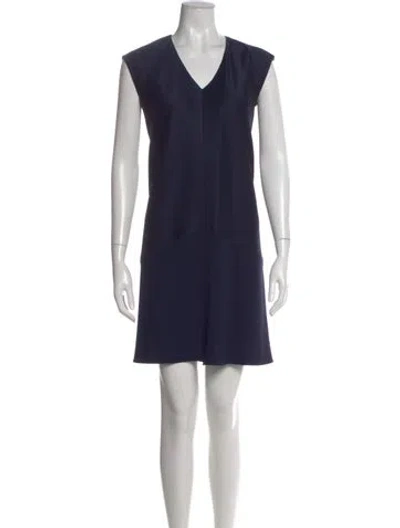 Pre-owned Peter Cohen V-neck Mini Dress In Blue