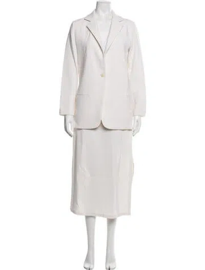 Pre-owned Peter Cohen Wool Skirt Suit In White