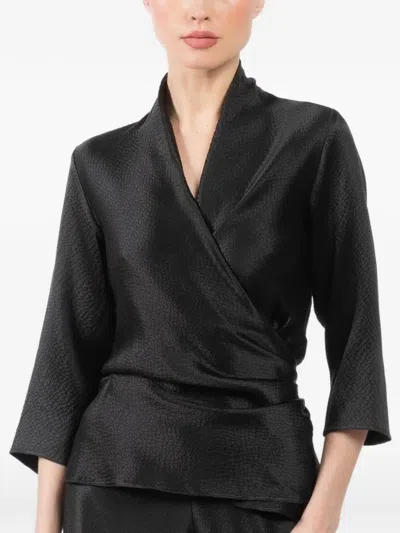 Peter Cohen Wrap Blouse In Black