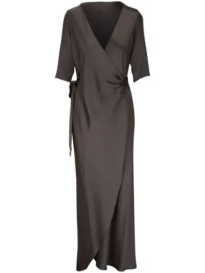 Peter Cohen Wrap Silk Dress In Brown