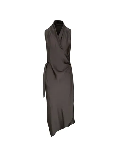 Peter Cohen Wrap Tie Midi Dress In Gray