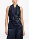 Peter Cohen Wrap Tie Top In Blue