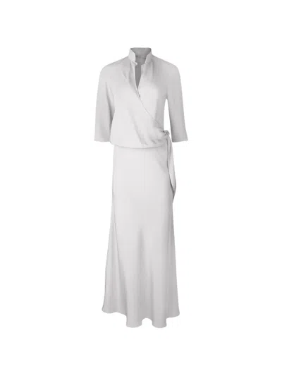 Peter Cohen Wrap-style Stand-collar Maxi-dress In White