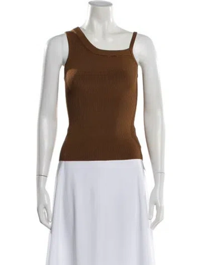 Pre-owned Peter Do Asymmetrical Sleeveless Top In Brown