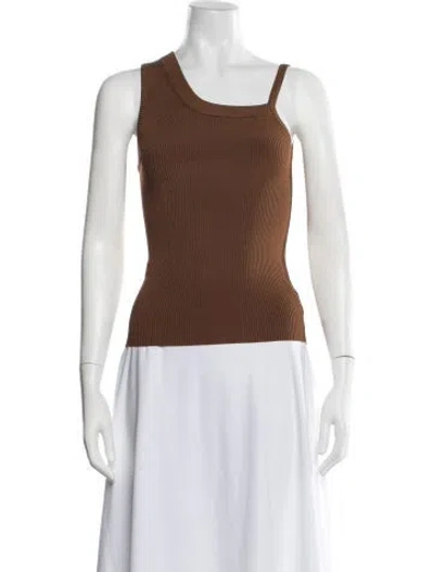 Pre-owned Peter Do Asymmetrical Sleeveless Top In Brown