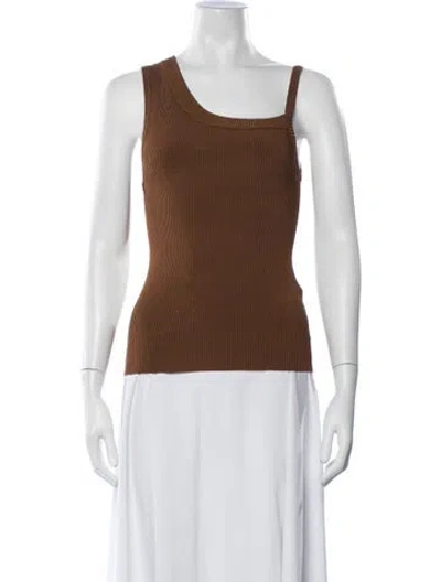 Pre-owned Peter Do Asymmetrical Sleeveless Top In Brown