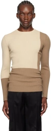 Peter Do Beige & Tan Color Block Sweater In Beige