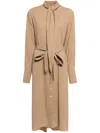 Peter Do Belted-waist Button-down Dress In Brown