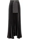 Peter Do Pleated Tech Open Skirt W/ Leather Belt In Black