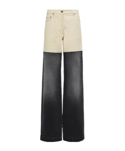 Peter Do Bicolor High-rise Wide-leg Jeans In Black