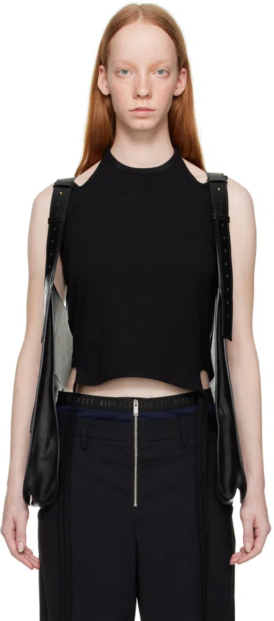Peter Do Harness Pouch Leather Bag In Shiny Black
