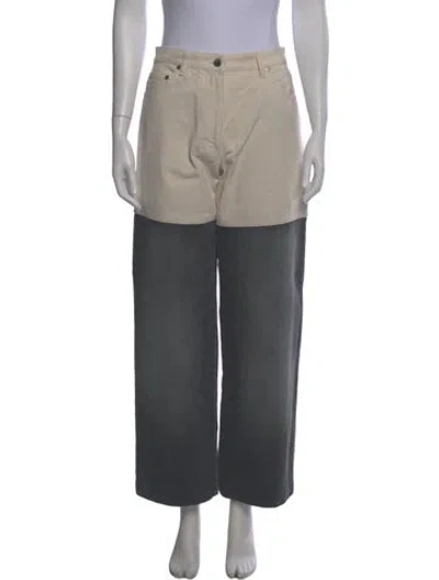 Pre-owned Peter Do Colorblock Pattern Wide Leg Pants In Gray