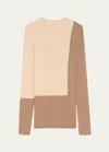 Peter Do Color-block Ribbed-knit Sweater In Beige/tan
