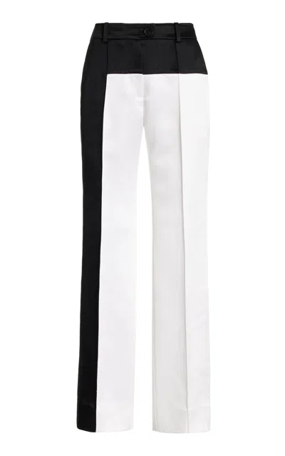 Peter Do Colorblock Twill Straight-leg Pants In Black,white