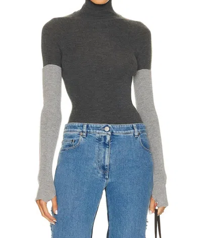 Peter Do Combo Sleeve Turtleneck Sweater In Cool Grey/light Grey Sleeves In Gray