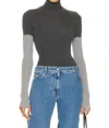 Peter Do Combo Sleeve Turtleneck Sweater In Cool Grey/light Grey Sleeves In Multi