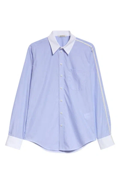 Peter Do Contrast Trim Cotton Button-up Shirt In Oxford Blue