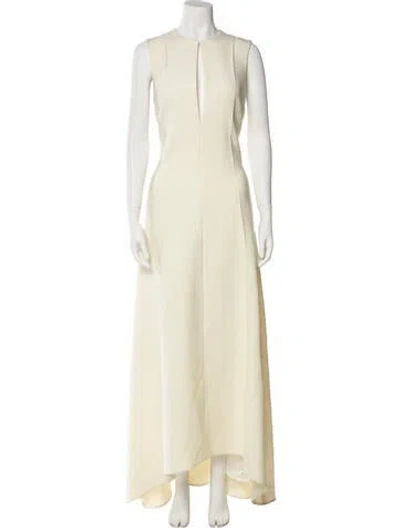 Pre-owned Peter Do Crew Neck Long Dress In Neutral