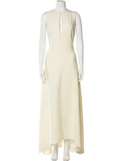 Pre-owned Peter Do Crew Neck Long Dress In Neutral