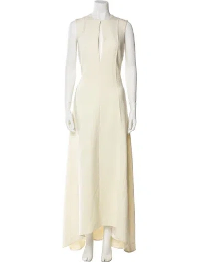 Pre-owned Peter Do Crew Neck Long Dress In Neutral