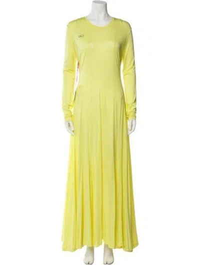 Pre-owned Peter Do Crew Neck Long Dress In Yellow