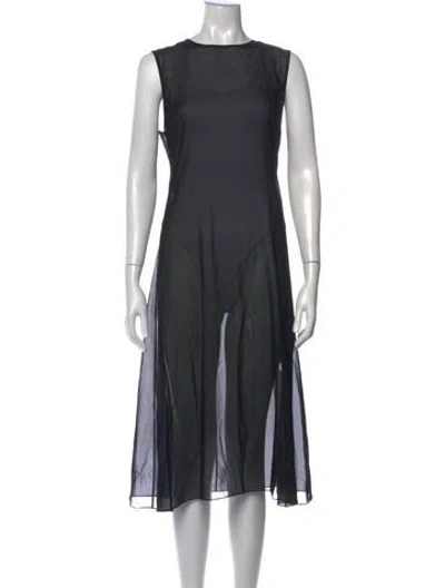 Pre-owned Peter Do Crew Neck Midi Length Dress In Grey