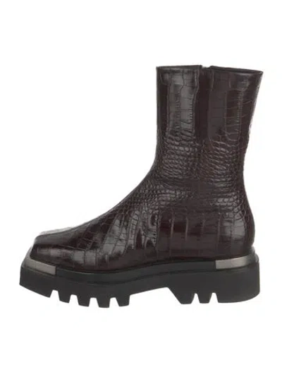 Pre-owned Peter Do Crocodile Chelsea Boots In Brown