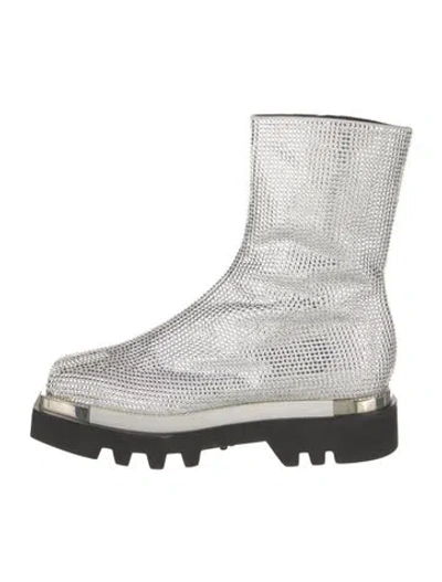 Pre-owned Peter Do Crystal Crystal Embellishments Combat Boots In Silver