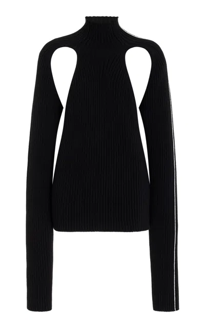 Peter Do Cutout Wool Sweater In Black