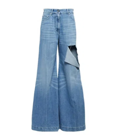 Peter Do Distressed High-rise Wide-leg Jeans In Blue