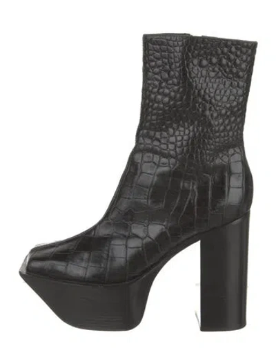 Pre-owned Peter Do Embossed Leather Animal Print Boots In Black