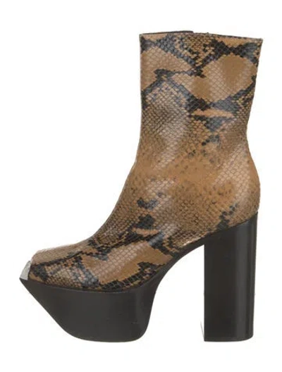Pre-owned Peter Do Embossed Leather Animal Print Boots In Brown