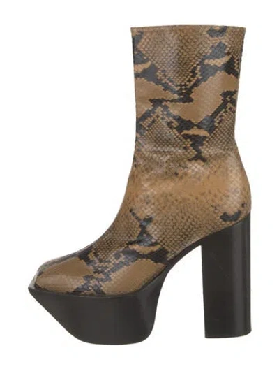Pre-owned Peter Do Embossed Leather Animal Print Boots In Brown