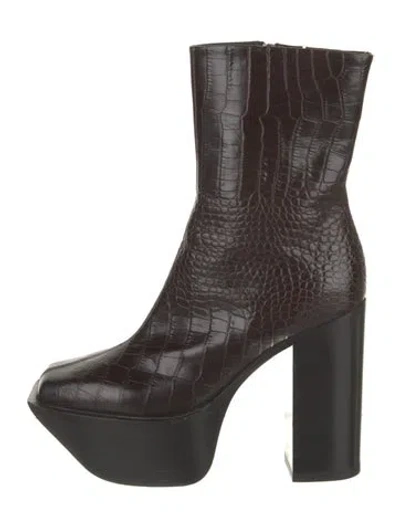 Pre-owned Peter Do Embossed Leather Animal Print Boots In Brown