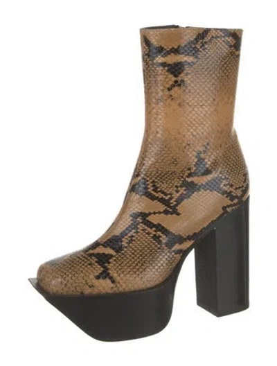 Pre-owned Peter Do Embossed Leather Animal Print Boots In Brown
