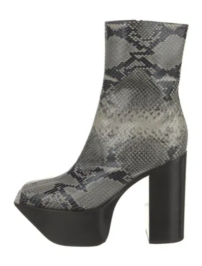 Pre-owned Peter Do Embossed Leather Animal Print Boots In Gray