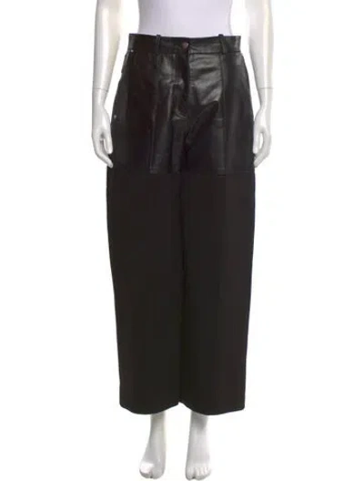 Pre-owned Peter Do Lambskin Wide Leg Pants In Black