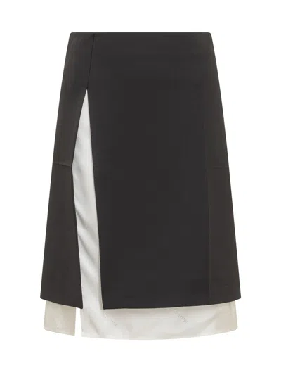 Peter Do Layered Two-tone Twill Skirt In Black