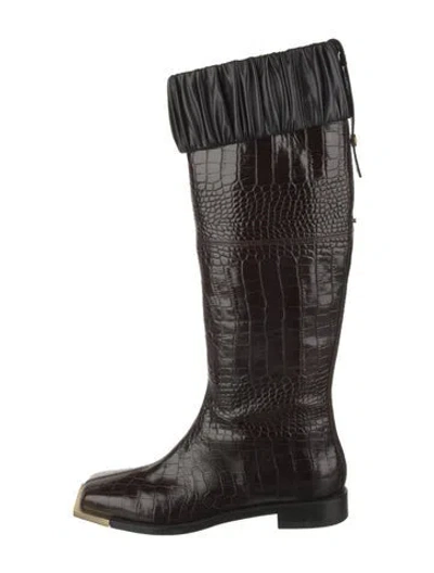 Pre-owned Peter Do Leather Animal Print Riding Boots In Brown