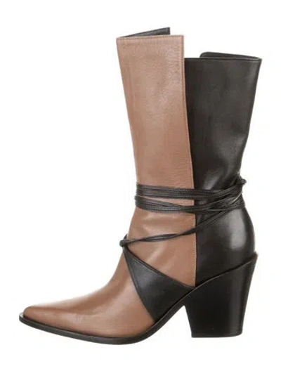 Pre-owned Peter Do Leather Colorblock Pattern Boots In Brown