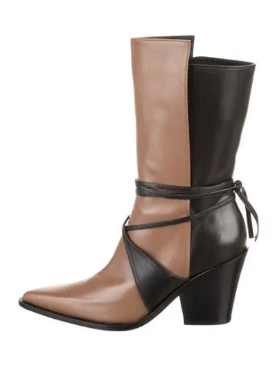 Pre-owned Peter Do Leather Colorblock Pattern Boots In Brown