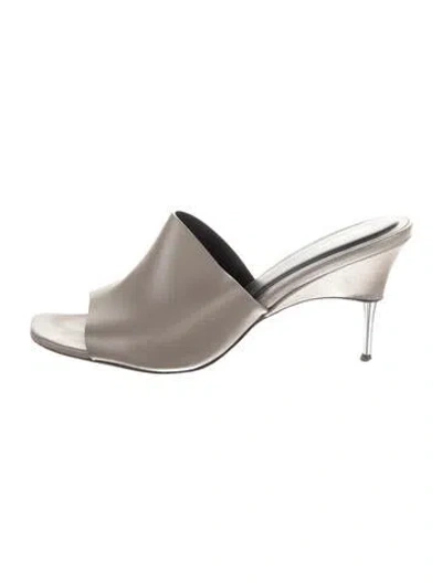 Pre-owned Peter Do Leather Crystal Embellishments Slides In Gray