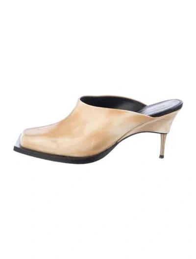 Pre-owned Peter Do Leather Mules In Gold/neutrals
