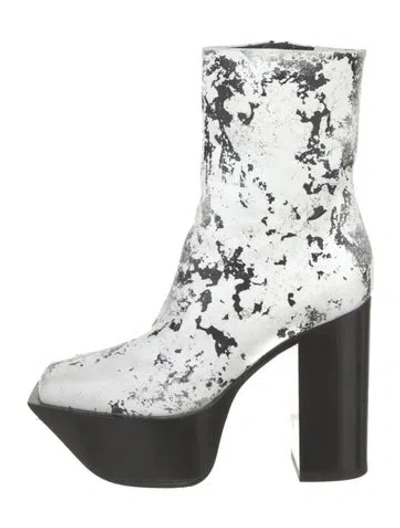 Pre-owned Peter Do Leather Printed Boots In White