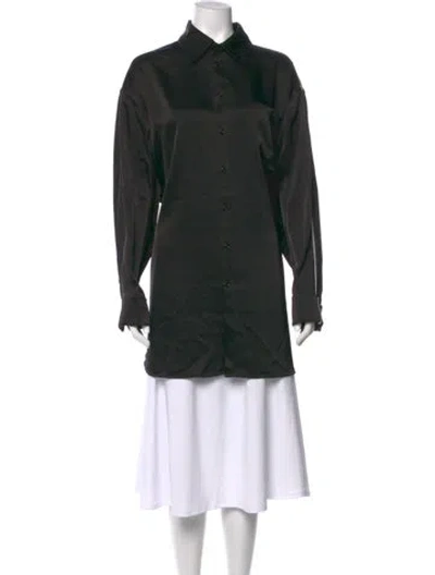 Pre-owned Peter Do Long Sleeve Button-up Top In Black