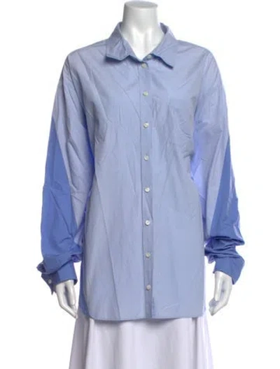 Pre-owned Peter Do Long Sleeve Button-up Top In Blue